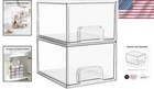 Effortless Organization With 2 Pack Clear Stackable Drawers - Non-slip Design