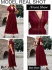 Blencot Womens Casual Boho Floral Lace V Neck Long Evening Dress Sze Xl