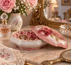 Antique C 1910 Limoges France Porcelain Dresser Box Hand Painted Roses Signed 