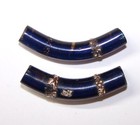 Vintage   Antique Bohemian   Czech Elbow Trade Beads  Cobalt W Crumb Decoration