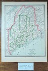 Vintage 1886 Maine Map 10 x13  Old Antique Original Bangor Portland Lewiston Me
