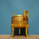 10 8  Antique Old Chinese Bronze Ware Gilt Dynasty Ding Incense Burner Censer