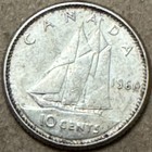 Canada - 1960 - 10 Cents - 80  Silver Canadian Coin - Queen Elizabeth Ii
