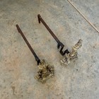 Antique French Brass Fireplace Andirons Ornate Baroque Firedogs Vintage 1900s