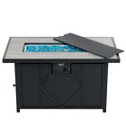 Bali Outdoors Propane Fire Pit 42  Rectangular Gas Fire Pit Table 60000btu Glass