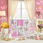 Patchwork Crib Bedding Set Butterfly Plaid Floral Design 3 Pieces Baby Girl Cute
