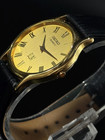 Vintage Seiko Slim Men s Wrist Watch-golden Plated -leather Strap