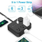 10 In 1 Power Strip Surge Protector 6 Ac Outlet 3 Usb Ports Type C Port 5ft Cord