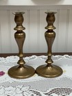 Lovely Antique Heavy Brass Hand Hammered Candlesticks arts And Crafts Period 9 