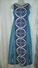 Vintage 60s Holo-holo Psychedelic Hawaiian Barkcloth Blue Tiki Muumuu Dress S 