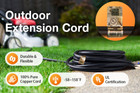 Extension Cord 6ft Outdoor Us Power Cable 2 Prong Nema 1-15p To 1-15r Usa Made