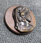 Large Vintage Antique Metal Picture Button Girl Lady Cameo