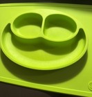 Ezpz Green 100  Silicone Suction Placemat divided Plate Used