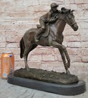 Wonderful Pure Bronze Horse And Jockey Racehorse Statue Sculpture Large Decor