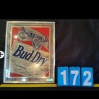 Vtg Bud Dry Budweiser Bar Mirror Mancave Decor Anheuser Busch Beer Advertising