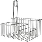 Chrome Four Compartment Condiment Caddy Metal Countertop Holder Table Organizer