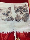 Needlepoint Kittens Cats Toys Christmas Stocking Wool Red Velvet Back Lined