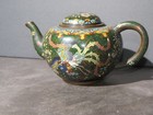 Japanese Moonstone Cloisonne Teapot With Phoenix Bird And Butterfly