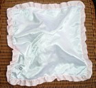 Carters White Bear Baby Blanket Pink Satin Ruffle Security Toy Gray Animal Print