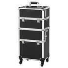 Professional Makeup Train Case 3 In 1 Rolling Cosmetic Trolley Organizer  Used