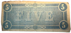 1864  5 Confederate States Of America Civil War Note Nicely Circulated   7 21-51