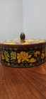 Vintage Daher Round Floral 6 5  Tin With Knobed Lid Made In England