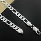 Mens 925 Sterling Silver 8mm Wide Figaro Cuban Link Chain Necklace 18-24 Inches 