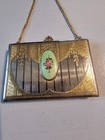 Briggs Art Deco Gold-plated Silver Compact Wristlet W guilloche Medallion Rose