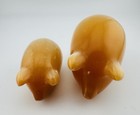 Vintage Set Of 2 Russian Ural Carved Selenite Stone Pigs