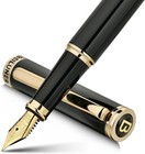 Sophisticated Black Fountain Pen With Medium Nib - Perfect For Professionals