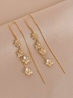 Multicolor Cubic Zirconia Flower Threader Dangle Earrings One Size
