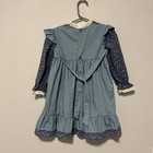 Vintage Polly Flinders Smocked Dress Size 4t Floral Blue Lace Trimmed