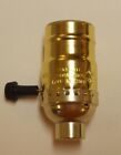 Brass Plated 3-way Turn Knob Lamp Socket With Large 1 2  Hole 1 4ip New 306061j