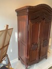 Solid Teak French Carved Armoire     Ornate Handcrafted Detail