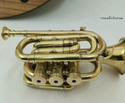 Glorious Antique Delight Pocket Trumpet Bugle Flugel Horn Brass Mouthpiece Gift