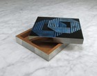 Vintage Mid Century Modern Enamel Stainless Steel Supergraphic Lidded Stash Box