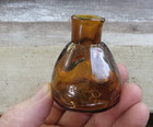 Open Pontil Crude 8 Sided Amber Umbrella Ink Bottle With Unusual Base Ring