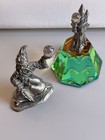 Vintage Spoontiques Pewter Wizard   Castle W  Crystal Fantasy Figurine Lot Of 2