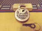 Antique vintage Miller Logo Champion 6 Lever Push Key Pancake Padlock W key  34