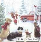  2251  Two Paper Luncheon Decoupage Art Craft Napkins - Santa Dogs Christmas