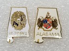 Wetumpka   Alabama Crest   Coat Of Arms State Shape Enamel Lapel Pin Lot