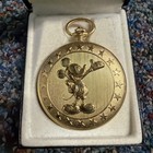 Mickey Mouse Pocket Watch Vintage By Colibri Swiss Movement Gold Tone