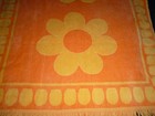 Vtg Cannon Royal Family Bath Towel Orange Sunflower Patern Flower Power Daisy