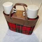 Vintage Thermos King Seeley Plaid Picnic Set Twin 24 Oz Bottles Tote Lunch Box