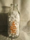 1950 s Orange Pyro Glazed Quart Golden Guernsey Dairy Co-op Square Milk Bottle