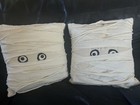 Vtg Pottery Barn Kids Set Of 2 Mummy Pillows Halloween Pillow Ivory  11  X 12 