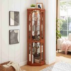 Lighted Glass Display Curio Cabinet Corner Cabinet Glass Door Adjustable Shelves