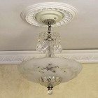 219a Vintage Antique Glass Shade Ceiling Light Fixture Lamp Chandelier White