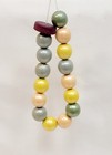 Vintage Antique Wooden Beads Crib Toy Hanging String 16 Wood Beads Pastel Pearl