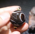 Energy Tibetan Old Agate Natural Silkworm Line Round 24mm Ball Dzi Bead Pendant